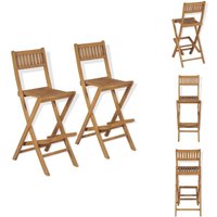 Klappbare Garten-Barhocker 2 Stk. Massivholz Teak - Gartensessel - Gartenmöbel - Teakholz Gartenmöbel - Klappbarer Stuhl - Barhocker von VIDAXL