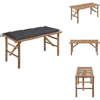 Klappbare Gartenbank mit Auflage 118 cm Bambus - Bambus Gartenbank - Klappbank - Outdoor Möbel - Gartenmöbel - Terrasse von VIDAXL