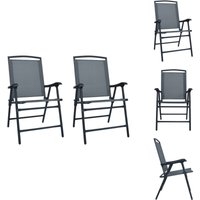 Vidaxl - Klappbare Gartenstühle 2 Stk. Textilene Grau - Gartensessel - Gartenstühle - Klappbarer Stuhl - Textiler Stuhl - Grau von VIDAXL