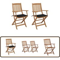 Klappbare Gartenstühle 2 Stk. mit Kissen Massivholz Akazie - Gartensaison - Gartenstuhl - Klappstuhl - Holzstuhl - Akasienholz von VIDAXL