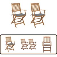 Klappbare Gartenstühle 2 Stk. mit Kissen Massivholz Akazie - Gartensaßsessel - Gartenstuhl Klappbar - Holz Gartenstuhl - Akzient Sessel - Outdoor von VIDAXL