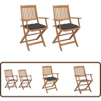 Klappbare Gartenstühle 2 Stk. mit Kissen Massivholz Akazie - Gartensaßsessel - Holz Gartenstuhl - Klappstuhl - Balkonstuhl - Esszimmerstuhl Klappbare Gartenstühle 2 Stk. mit Kissen Massivholz Akazie - Gartensaßsessel - Holz Gartenstuhl - Klappstuhl - Balkonstuhl - Esszimmerstuhl von VIDAXL