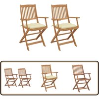 Klappbare Gartenstühle 2 Stk. mit Kissen Massivholz Akazie - Gartensaßsessel - Klappstuhl - Gartenmöbel - Holzstühle - Akzientmöbel Klappbare Gartenstühle 2 Stk. mit Kissen Massivholz Akazie - Gartensaßsessel - Klappstuhl - Gartenmöbel - Holzstühle - Akzientmöbel von VIDAXL
