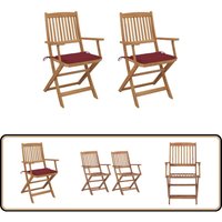 Klappbare Gartenstühle 2 Stk. mit Kissen Massivholz Akazie - Gartensaßsessel - Klappstuhl - Gartenmöbel - Holzstühle - Akzientuherbstfarben Klappbare Gartenstühle 2 Stk. mit Kissen Massivholz Akazie - Gartensaßsessel - Klappstuhl - Gartenmöbel - Holzstühle - Akzientuherbstfarben von VIDAXL