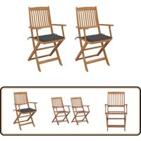 Klappbare Gartenstühle 2 Stk. mit Kissen Massivholz Akazie - Gartensaßsessel - Klappstuhl - Gartenmöbel - Holztisch - Outdoor Möbel Klappbare Gartenstühle 2 Stk. mit Kissen Massivholz Akazie - Gartensaßsessel - Klappstuhl - Gartenmöbel - Holztisch - Outdoor Möbel von VIDAXL