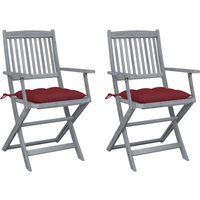 Vidaxl - Klappbare Gartenstühle 2 Stk. mit Kissen Massivholz Akazie von VIDAXL