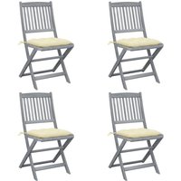 Vidaxl - Klappbare Gartenstühle 4 Stk. mit Kissen Massivholz Akazie von VIDAXL