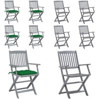 Vidaxl - Klappbare Gartenstühle 4 Stk. mit Kissen Massivholz Akazie - Holz Gartenstühle - Gartenstühle Klappbar - Gartenmöbel - Akasieholzmöbel von VIDAXL