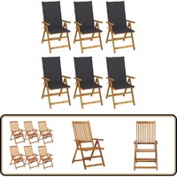 Vidaxl - Klappbare Gartenstühle 6 Stk. mit Auflagen Massivholz Akazie - Holz Gartenstuhl - Gartenmöbeln - Outdoor Möbel - Balkonmöbel - Esszimmer von VIDAXL