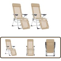Klappbare Liegestühle mit Fußteil 2 Stk. Creme Textilene - Campingstuhl - Gartenstuhl - Liege Stuhl - Textilene Möbel - Faltbarer Stuhl von VIDAXL