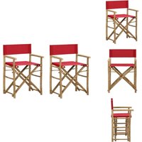 Vidaxl - Klappbare Regiestühle 2 Stk. Rot Bambus und Stoff - Gartensessel - Regiesessel - Bambus Sessel - Outdoor Möbel - Gartenmöbel von VIDAXL