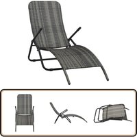Vidaxl - Klappbare Sonnenliege Poly Rattan Grau - Sonnenliege - Gartenliege - Relaxliege - Outdoor Möbel - Poolliege von VIDAXL