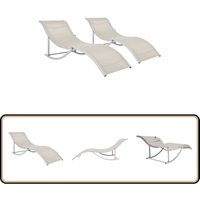 Klappbare Sonnenliegen 2 Stk. Cremeweiß Textilene - Sonnenliegen - Gartenmöbel - Outdoor Möbel - Aluminiumgestell - Textilenes Gewebe Klappbare Sonnenliegen 2 Stk. Cremeweiß Textilene - Sonnenliegen - Gartenmöbel - Outdoor Möbel - Aluminiumgestell - Textilenes Gewebe von VIDAXL