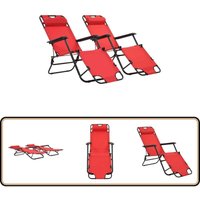 Klappbare Sonnenliegen 2 Stk. mit Fußablage Rot - Klappbarer Sonnenschirm - Gartenstuhl - Lounge Chair - Liegesessel - Outdoor Möbel von VIDAXL