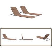Vidaxl - Klappbare Strandmatte 2 Stk. Stahl und Stoff Braun - Sonnenliegen - Strandliege - Gartenmöbel - Outdoor Möbel - Liege von VIDAXL