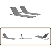 Klappbare Strandmatte 2 Stk. Stahl und Stoff Grau - Sonnenschirm - Gartenstuhl - Liege - Outdoor Möbel - Pool Accessoire von VIDAXL