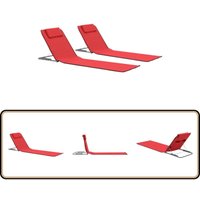 Vidaxl - Klappbare Strandmatte 2 Stk. Stahl und Stoff Rot - Sonnenschirm - Gartenstuhl - Liege - Outdoor Möbel - Pool Accessoire von VIDAXL