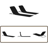 Klappbare Strandmatte 2 Stk. Stahl und Stoff Schwarz - Sonnenliegen - Strandliege - Gartenmöbel - Outdoor Möbel - Liege von VIDAXL
