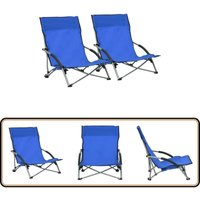 Klappbare Strandstühle 2 Stk. Blau Stoff - Klappbarer Stuhl - Gartenstuhl - Strandstuhl - Outdoor Möbel - Balkonmöbel von VIDAXL