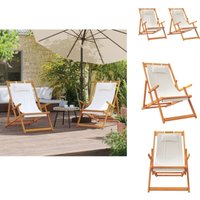 Klappbare Strandstühle 2 Stk. Creme Stoff - Strandstuhl - Gartenstuhl - Campingstuhl - Klappbarer Stuhl - Loungestuhl von VIDAXL