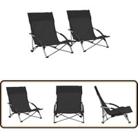 Vidaxl - Klappbare Strandstühle 2 Stk. Schwarz Stoff - Klappbarer Stuhl - Gartenstuhl - Strandstuhl - Outdoor Möbel - Balkonmöbel Vidaxl - Klappbare Strandstühle 2 Stk. Schwarz Stoff - Klappbarer Stuhl - Gartenstuhl - Strandstuhl - Outdoor Möbel - Balkonmöbel von VIDAXL