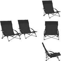 Klappbare Strandstühle 2 Stk. Schwarz Stoff - Klappbarer Stuhl - Gartenstuhl - Strandstuhl - Outdoor Möbel - Balkonmöbel von VIDAXL