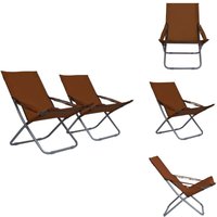 Klappbare Strandstühle 2 Stk. Stoff Braun - Strandstuhl - Klappstuhl - Gartenstuhl - Outdoor Möbel - Balkonmöbel von VIDAXL