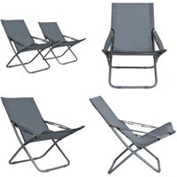 Klappbare Strandstühle 2 Stk. Stoff Grau - Strandstuhl - Klappstuhl - Gartenstuhl - Outdoor Möbel - Balkonmöbel - Home & Living Klappbare Strandstühle 2 Stk. Stoff Grau - Strandstuhl - Klappstuhl - Gartenstuhl - Outdoor Möbel - Balkonmöbel - Home & Living von VIDAXL