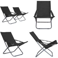 Klappbare Strandstühle 2 Stk. Stoff Schwarz - Strandstuhl - Klappstuhl - Gartenstuhl - Outdoor Möbel - Stahlgestell - Home & Living von VIDAXL
