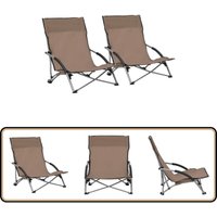 Klappbare Strandstühle 2 Stk. Taupe Stoff - Klappbarer Stuhl - Gartenstuhl - Strandstuhl - Outdoor Möbel - Lounge Chair von VIDAXL