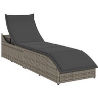 Vidaxl - Klappliege mit Auflage und Stauraum Grau Poly-Rattan von VIDAXL
