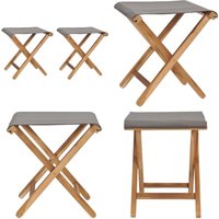 Klappstühle 2 Stk. Teak Massivholz und Stoff Dunkelgrau - Teakholzklappsitzplätze - Gartenstühle Aus Holz - Klappbare Gartenstühle - Outdoor-Stühle von VIDAXL