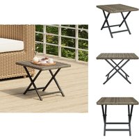 Klapptisch Grau 45x35x32 cm Poly Rattan - Gartentisch - Klapptisch - Outdoor Möbel - Balkonmöbel - Terrassenmöbel von VIDAXL