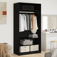 Vidaxl - Kleiderschrank in Schwarz mit Eiche 100x50x200 cm aus Holzwerkstoff 372616 Vidaxl - Kleiderschrank in Schwarz mit Eiche 100x50x200 cm aus Holzwerkstoff 372616 von VIDAXL