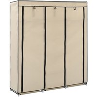 Kleiderschrank mit Fächern und Stangen Creme 150x45x175cm Stoff vidaXL von VIDAXL