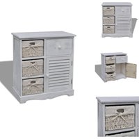 Kommode mit 3 Körben Weiß - Kommode - Holzmöbel - Aufbewahrungsbox - Wohnzimmer Dekoration - Garderobe von VIDAXL