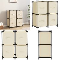 Vidaxl - Kommode mit 4 Körben aus Stoff Creme 63×30×71 cm Stahl - Kommode - Aufbewahrungschrank - Textilregale - Wohnzimmermöbel - Schlafzimmermöbel von VIDAXL