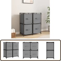 Kommode mit 4 Körben aus Stoff Grau 63×30×71 cm Stahl - Kommode - Aufbewahrungschrank - Textilregale - Wohnzimmermöbel - Garderobe Kommode mit 4 Körben aus Stoff Grau 63×30×71 cm Stahl - Kommode - Aufbewahrungschrank - Textilregale - Wohnzimmermöbel - Garderobe von VIDAXL