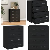 Kommode mit 4 Schubladen 60×30,5×71 cm Schwarz - Kommode - Sideboard - Wohnzimmermöbel - Holzwerkstoff - Schwarze Kommode - Home & Living von VIDAXL