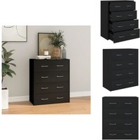 Kommode mit 4 Schubladen 60×30,5×71 cm Schwarz - Kommode - Sideboard - Wohnzimmermöbel - Holzwerkstoff - Schwarze Kommode von VIDAXL
