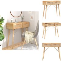 Konsolentisch Braun 80x30x75 cm Massivholz Kiefer Natur-Rattan - Konsolentisch - Wohnzimmermöbel - Skandinavisches Design - Holzmöbel - Sideboard von VIDAXL