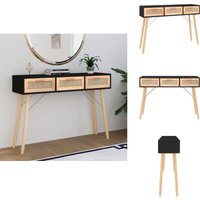 Konsolentisch Schwarz 105x30x75cm Massivholz Natur-Rattan - Konsolentisch - Wohnzimmermöbel - Skandinavisches Design - Holzmöbel - Sideboard von VIDAXL