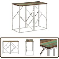 Konsolentisch Silbern Edelstahl und Altholz Massiv - Konsolentisch - Wohnzimmermöbel - Esszimmermöbel - Sideboard - Dekorationstisch von VIDAXL