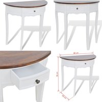 Konsolentisch mit Schublade und Brauner Tischplatte Halbrund - Konsolentisch - Beistelltisch - Sideboard - Wohnraummöbel - Holztisch - Home & Living von VIDAXL