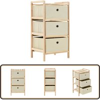 Vidaxl - Korb-Kommode mit 3 Stoffkörben Zedernholz Beige - Beistelltisch - Holzregale - Aufbewahrungslösung - Wohnzimmer Dekoration - Kommode Mit von VIDAXL