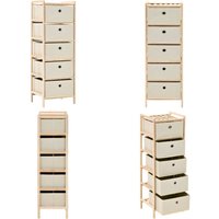 Korb-Kommode mit 5 Stoffkörben Zedernholz Beige - Beistellschrank - Holzregale - Aufbewahrung - Wohnzimmer Dekoration - Kommode - Home & Living Korb-Kommode mit 5 Stoffkörben Zedernholz Beige - Beistellschrank - Holzregale - Aufbewahrung - Wohnzimmer Dekoration - Kommode - Home & Living von VIDAXL