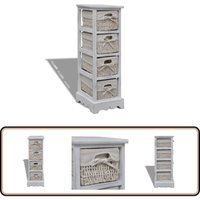 Korbregal Holz mit 4 Körben Weiß - Korbs Regal - Holzkorb - Wohnzimmer Deko - Aufbewahrungsregale - Sideboard von VIDAXL