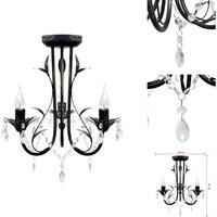 Vidaxl - Kronleuchter - Decknlampe Art Novau mit Kristallperlen 3 x E14 - Schwarz von VIDAXL