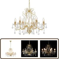 Vidaxl - Kronleuchter mit Kristallperlen Golden Rund 6×E14 - Kronleuchter - LED-Licht - Wohnzimmer Deko - Designer Lampe - Kristallpendel von VIDAXL