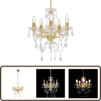 Kronleuchter mit Perlen Golden Rund 5×E14 - Kronleuchter - Pendelleuchte - Wohnzimmer Deko - LED Lampe - Designer Lampe von VIDAXL